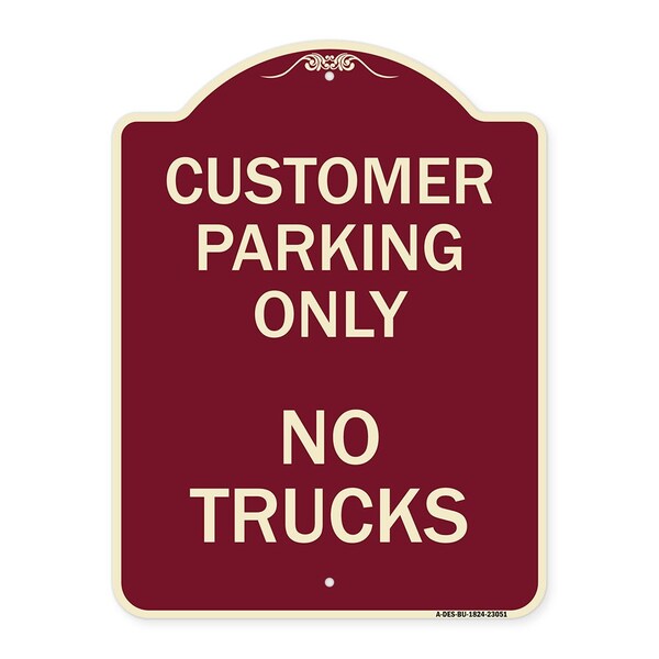 Reserved Parking Customer Parking No Trucks Heavy-Gauge Aluminum Sign, 24" x 18", BU-1824-23051